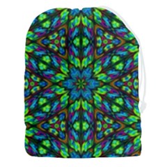 Blue Green Kaleidoscope Drawstring Pouch (3xl) by bloomingvinedesign