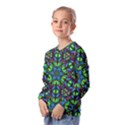 Blue Green Kaleidoscope Kids  Long Sleeve Tee with Frill  View2