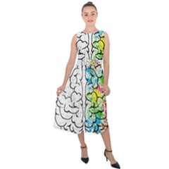 Brain-mind-psychology-idea-drawing Midi Tie-back Chiffon Dress