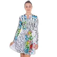 Brain-mind-psychology-idea-drawing Long Sleeve Panel Dress by Jancukart