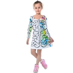 Brain-mind-psychology-idea-drawing Kids  Long Sleeve Velvet Dress