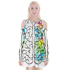 Brain-mind-psychology-idea-drawing Velvet Long Sleeve Shoulder Cutout Dress