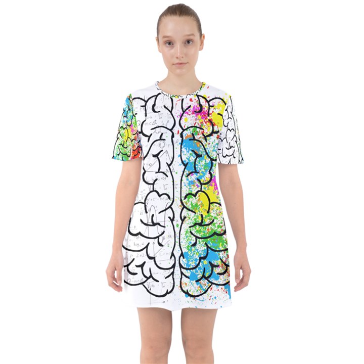 Brain-mind-psychology-idea-drawing Sixties Short Sleeve Mini Dress