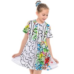 Brain-mind-psychology-idea-drawing Kids  Short Sleeve Shirt Dress by Jancukart