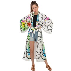 Brain-mind-psychology-idea-drawing Maxi Kimono by Jancukart