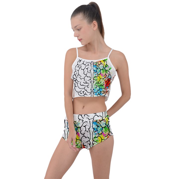 Brain-mind-psychology-idea-drawing Summer Cropped Co-Ord Set