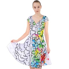 Brain-mind-psychology-idea-drawing Cap Sleeve Front Wrap Midi Dress