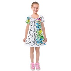 Brain-mind-psychology-idea-drawing Kids  Short Sleeve Velvet Dress