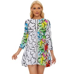 Brain-mind-psychology-idea-drawing Long Sleeve Babydoll Dress by Jancukart