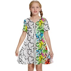 Brain-mind-psychology-idea-drawing Kids  Short Sleeve Tiered Mini Dress by Jancukart