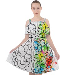 Brain-mind-psychology-idea-drawing Cut Out Shoulders Chiffon Dress by Jancukart