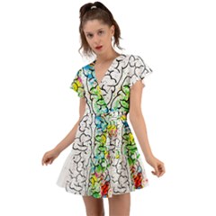 Brain-mind-psychology-idea-drawing Flutter Sleeve Wrap Dress