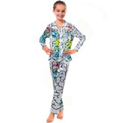 Brain-mind-psychology-idea-drawing Kid s Satin Long Sleeve Pajamas Set