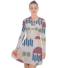 Art Background Abstract Design Long Sleeve Panel Dress