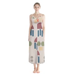 Art Background Abstract Design Button Up Chiffon Maxi Dress