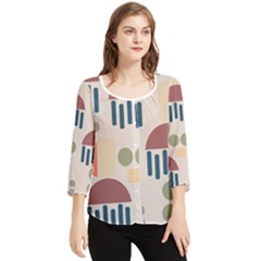 Art Background Abstract Design Chiffon Quarter Sleeve Blouse