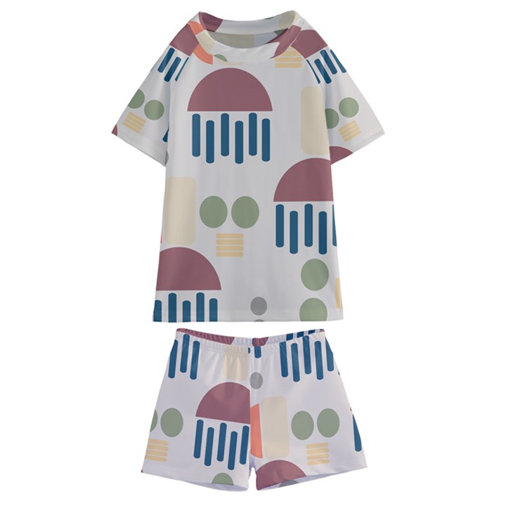 Art Background Abstract Design Kids  Swim Tee and Shorts Set