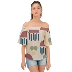 Art Background Abstract Design Off Shoulder Short Sleeve Top