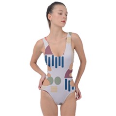 Art Background Abstract Design Side Cut Out Swimsuit