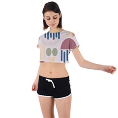 Art Background Abstract Design Tie Back Short Sleeve Crop Tee