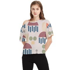 Art Background Abstract Design One Shoulder Cut Out Tee