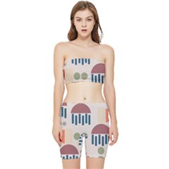 Art Background Abstract Design Stretch Shorts And Tube Top Set