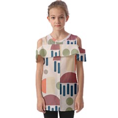 Art Background Abstract Design Fold Over Open Sleeve Top