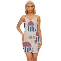 Art Background Abstract Design Wrap Tie Front Dress