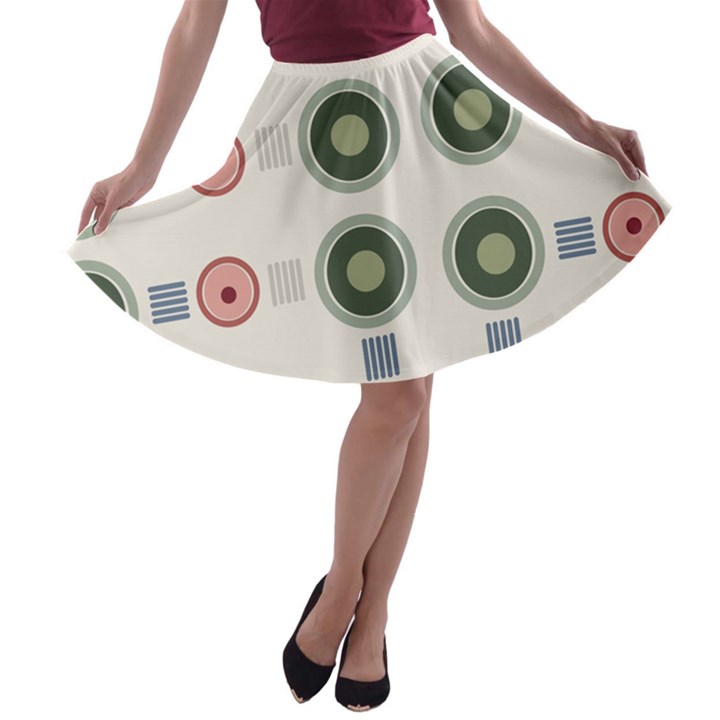 Art Design Round Drawing Abstract A-line Skater Skirt