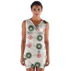 Art Design Round Drawing Abstract Wrap Front Bodycon Dress