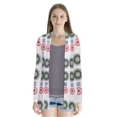 Art Design Round Drawing Abstract Drape Collar Cardigan