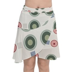 Art Design Round Drawing Abstract Chiffon Wrap Front Skirt