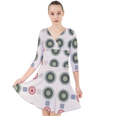 Art Design Round Drawing Abstract Quarter Sleeve Front Wrap Dress