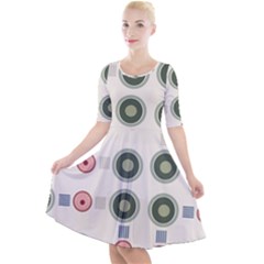 Art Design Round Drawing Abstract Quarter Sleeve A-line Dress by Jancukart