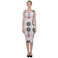 Art Design Round Drawing Abstract Sleeveless Pencil Dress