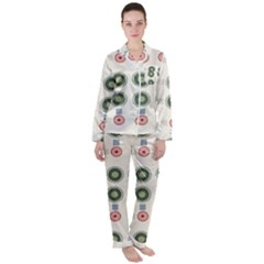 Art Design Round Drawing Abstract Women s Long Sleeve Satin Pajamas Set	 by Jancukart