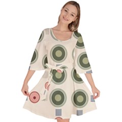 Art Design Round Drawing Abstract Velour Kimono Dress