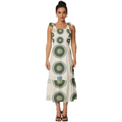 Art Design Round Drawing Abstract Tie-strap Tiered Midi Chiffon Dress by Jancukart