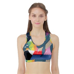 Whale Moon Ocean Digital Art Sports Bra With Border