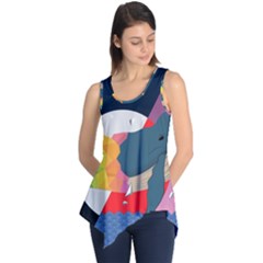 Whale Moon Ocean Digital Art Sleeveless Tunic by Jancukart