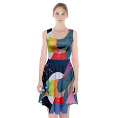 Whale Moon Ocean Digital Art Racerback Midi Dress