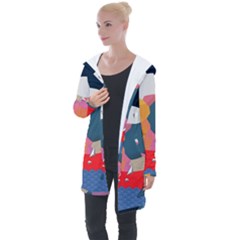 Whale Moon Ocean Digital Art Longline Hooded Cardigan