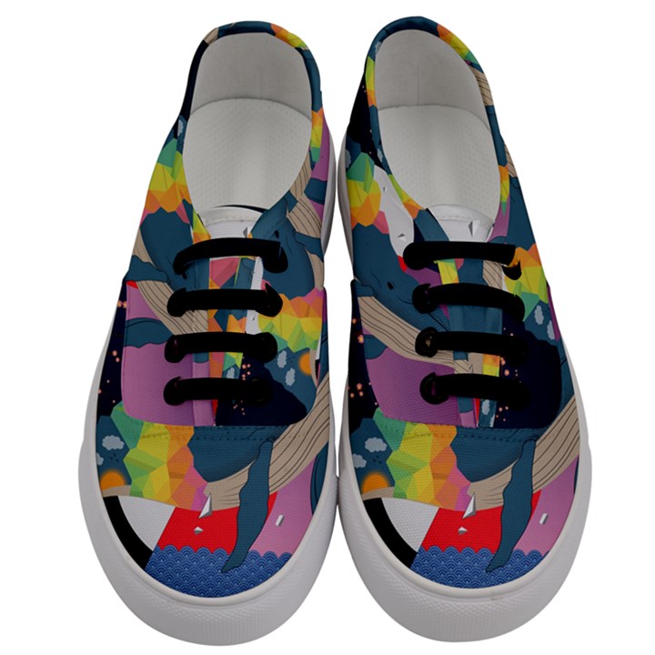 Whale Moon Ocean Digital Art Men s Classic Low Top Sneakers