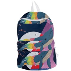 Whale Moon Ocean Digital Art Foldable Lightweight Backpack by Jancukart