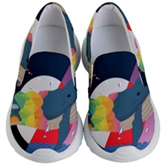 Whale Moon Ocean Digital Art Kids Lightweight Slip Ons