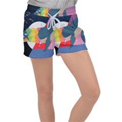 Whale Moon Ocean Digital Art Velour Lounge Shorts