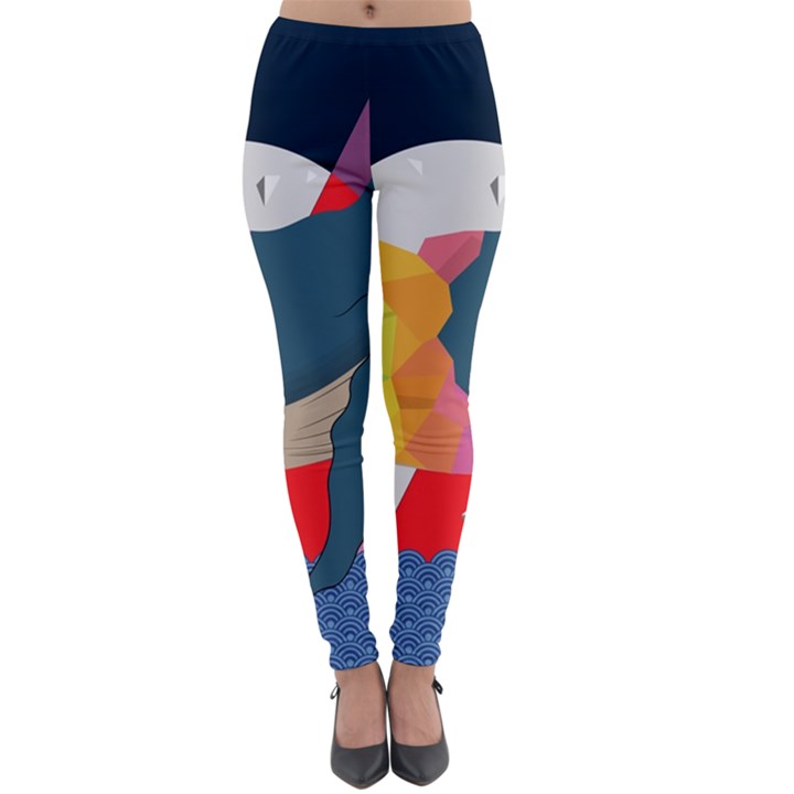 Whale Moon Ocean Digital Art Lightweight Velour Leggings