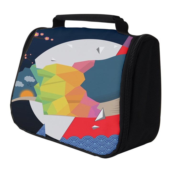 Whale Moon Ocean Digital Art Full Print Travel Pouch (Small)