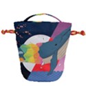 Whale Moon Ocean Digital Art Drawstring Bucket Bag View1