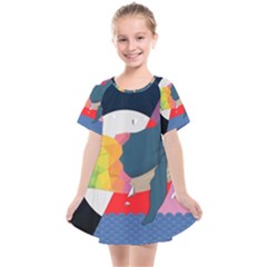 Whale Moon Ocean Digital Art Kids  Smock Dress